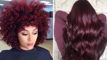 photo of women with black cherry hair color