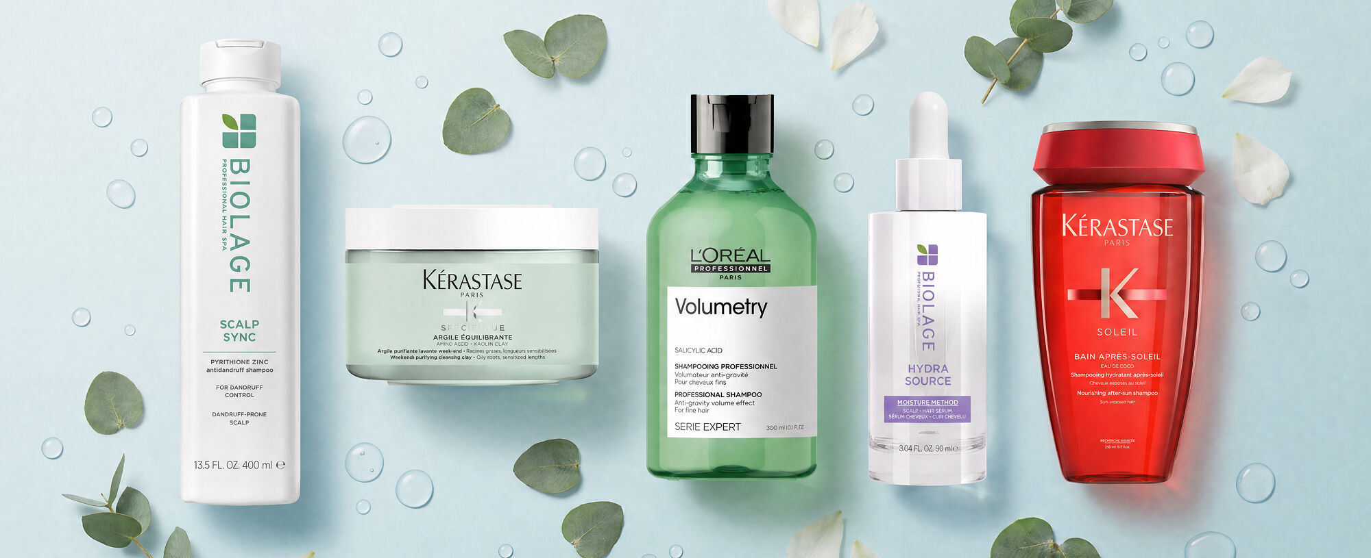 photo of woman with healthy hair and kerastase products