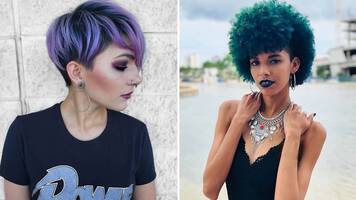 woman with thick colorful hair
