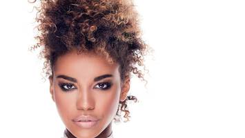 photo of woman with natural updo hairstyle