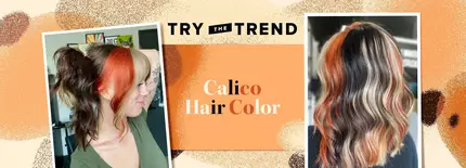 The calico hair color trend is a playful way to pay homage to your favorite furry feline. Here are five iterations of calico color to consider.