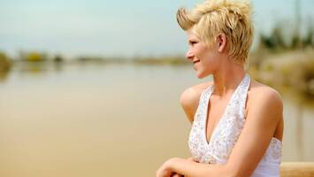 photo of woman with pixie cut short wedding hairstyle
