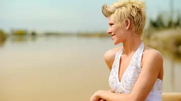 photo of woman with pixie cut short wedding hairstyle
