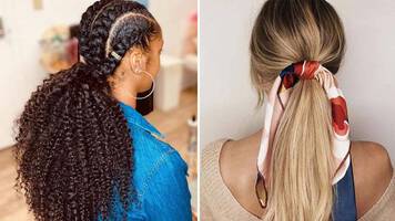 Women with low ponytail hairstyles