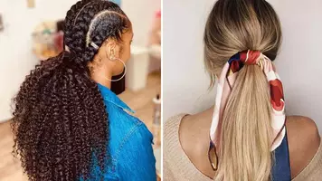 Women with low ponytail hairstyles