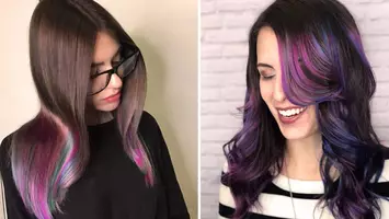 photo of women with oil slick hair