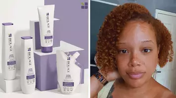 photo of biolage hydrasource and woman with dry hair