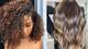 Two women with long curly hair