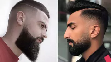 Men with different hard part haircuts