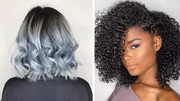 side by side of two women with cool undertone hair color