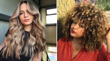 Woman with long straight and curly hair