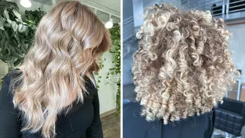 photo of woman with champagne blonde hair color