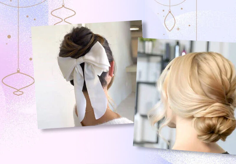 Women wearing holiday hairstyles