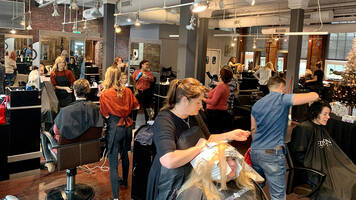 photo of studio 921 salon chairs and shampoo bowls