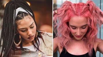 Women with braided hairstyles