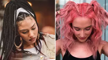 Women with braided hairstyles