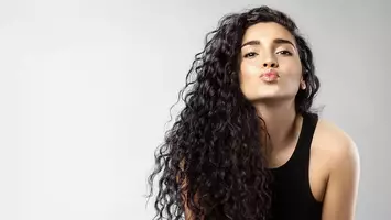 woman with curly hair