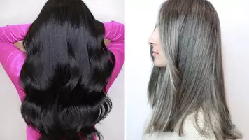photo of single vs double process hair color