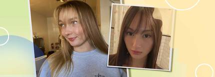 We show you traditional blunt bangs versus wispy Korean air bangs, highlighting the ethereal, barely-there texture of air bangs against the forehead