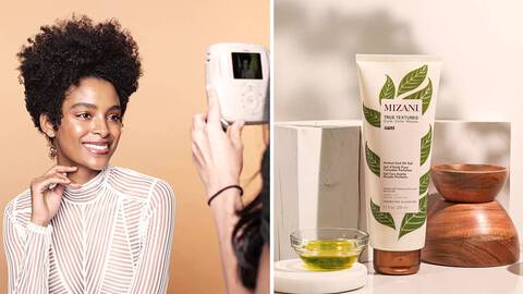 woman with curly hair and curly hair products