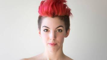 photo of woman with long quiff hairstyle