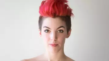 photo of woman with long quiff hairstyle