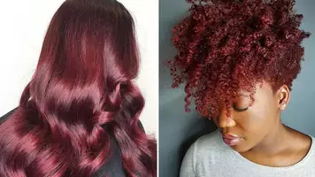 photo of women with maroon hair color