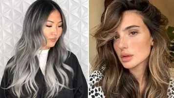 photo of two women. One woman has a side part style the other woman has a middle part style