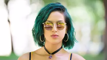 woman with neon hair color