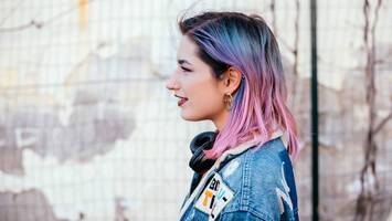 photo of woman with cotton candy hair color
