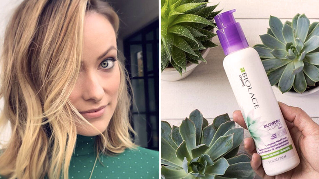 olivia wilde and a picture of biolage glotion