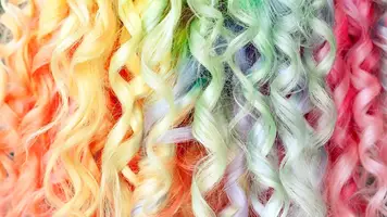 curled rainbow hair