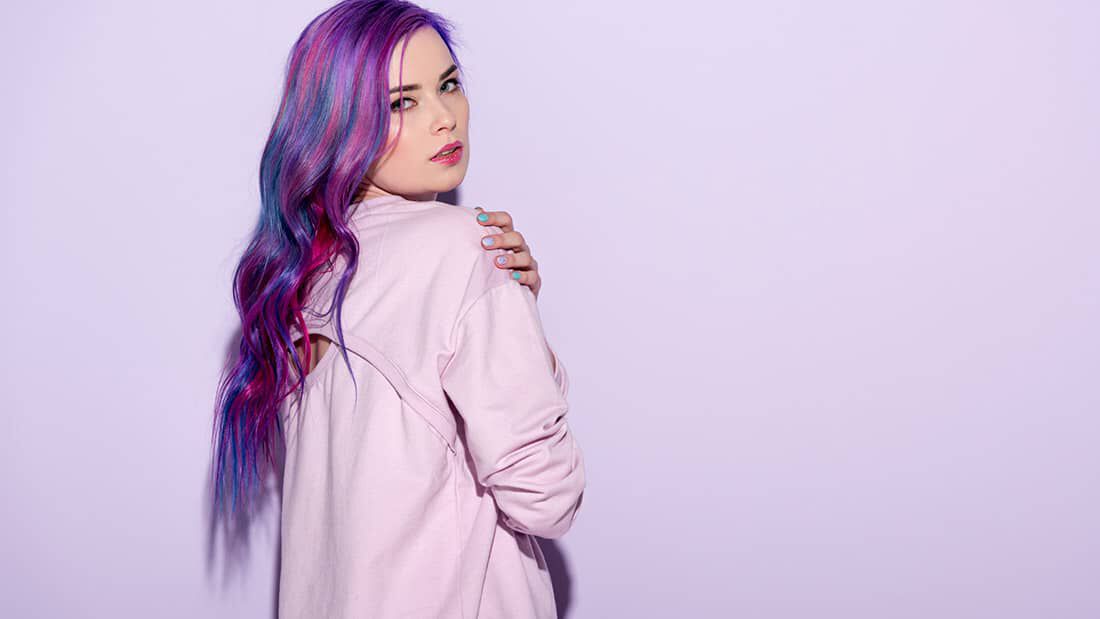 photo of woman with galaxy hair color