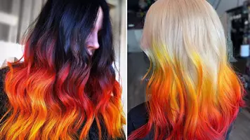women wearing fire ombre hair styles