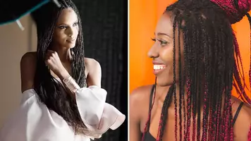 women with knotless box braids