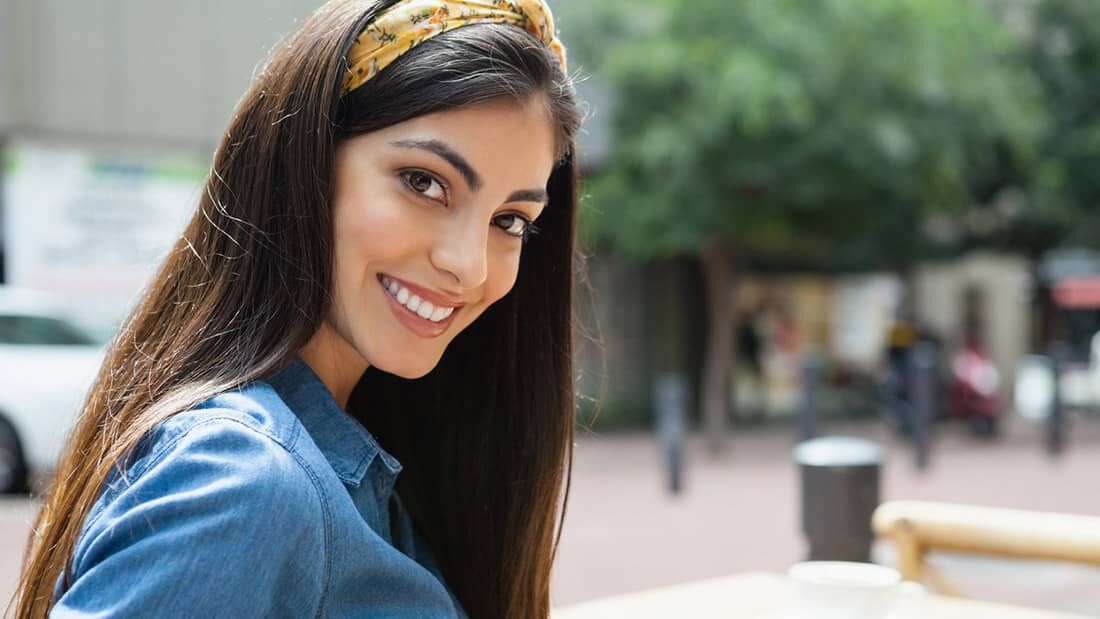 photo of woman wearing headband spring hair accessory