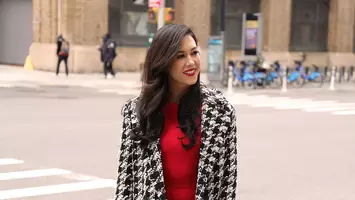 old hollywood waves style hair on a city street