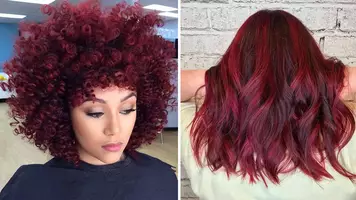 women with vibrant burgundy hair