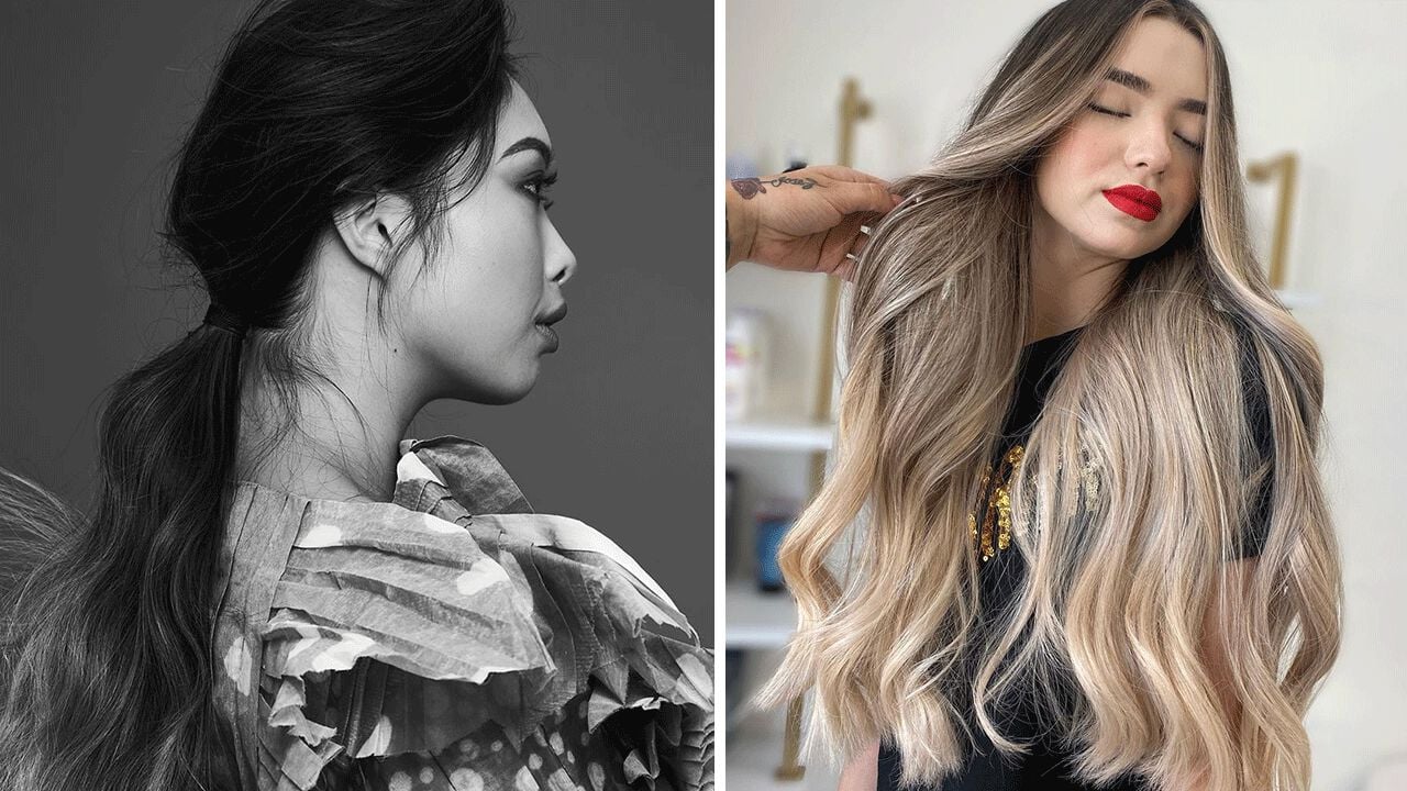 Image of Swept-back waves long hairstyle no fringe