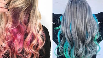 picture of three different women with peekaboo highlights