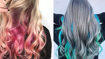 picture of three different women with peekaboo highlights