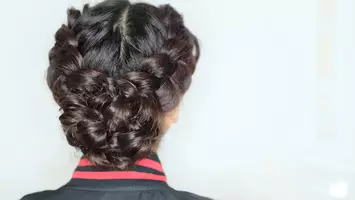 shoulder length hairstyle braided bun