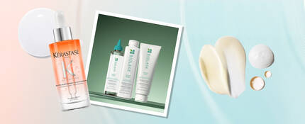 An image of Kerastase Nutritive Nutri-Supplement Scalp Serum and Biolage Professional Scalp Sync Calming Shampoo.