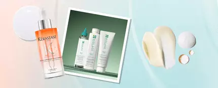 An image of Kerastase Nutritive Nutri-Supplement Scalp Serum and Biolage Professional Scalp Sync Calming Shampoo.