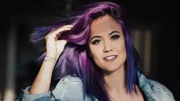 photo of woman with ultra violet hair color