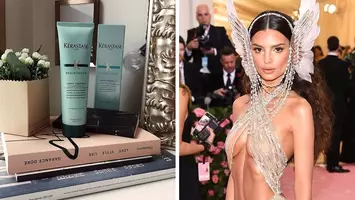 photo of kerastase ciment thermique and emily ratajkowski