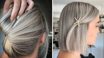 picture of three different women with peekaboo highlights