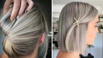 picture of three different women with peekaboo highlights