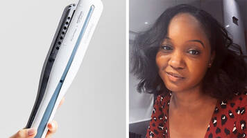 photo of woman with steampod flatiron