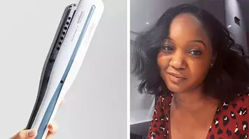 photo of woman with steampod flatiron